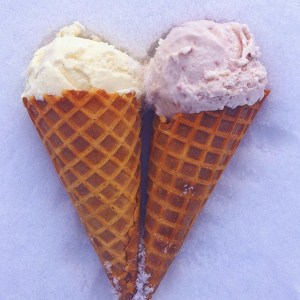 ice cream cones on snow