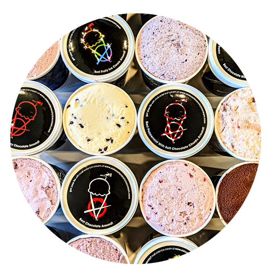 Many pints of Sisters of Anarchy ice cream